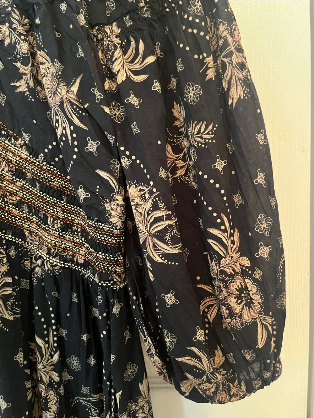 Free People Golden Hour Maxi Dress Black Combo | Boho Floral | Size XS